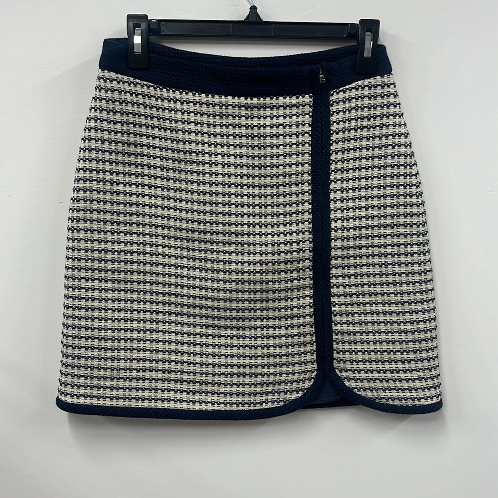 massimo dutti navy cream mini skirt 6
